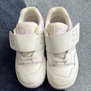 New Balance Kids Cream and purple Sneakers